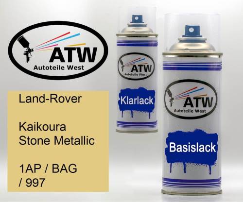 Land-Rover, Kaikoura Stone Metallic, 1AP / BAG / 997: 400ml Sprühdose + 400ml Klarlack - Set, von ATW Autoteile West.